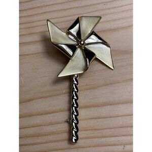 Vintage Gold-Tone Pinwheel Brooch Pin By AJC